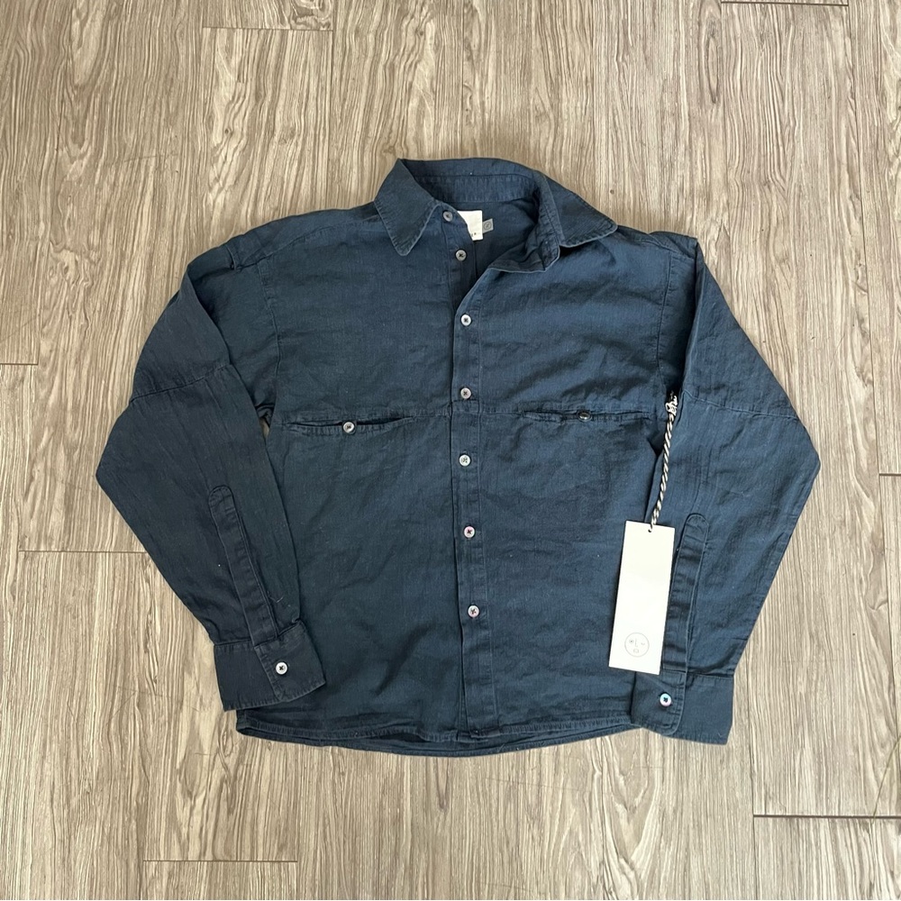 OLDERBROTHER Fishing Button Down Long Sleeve Shirt XS - BNWT - NAVY